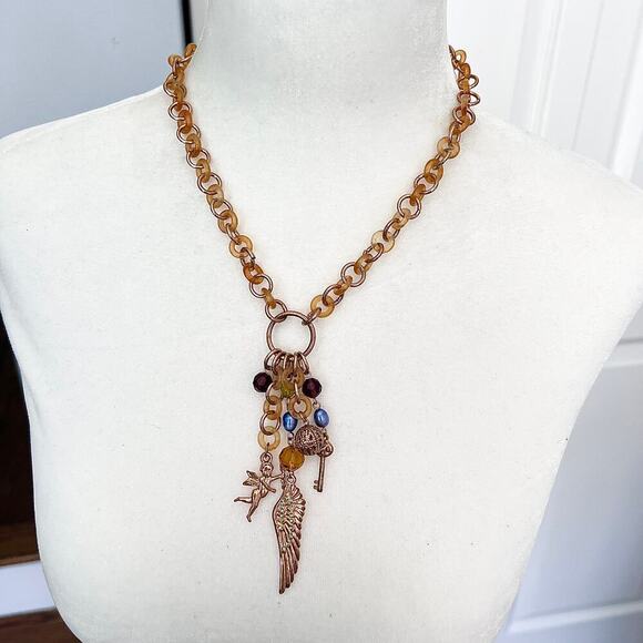 New Cookie Lee Guardian Angel Feather Charm Necklace - Picture 1 of 10